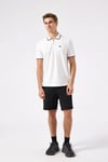 % 100 Pamuk Şerit Detaylı Yarım Fermuarlı Erkek Polo Yaka T Shirt 6SM5006-OF BEYAZ