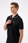% 100 Pamuk Şerit Detaylı Yarım Fermuarlı Erkek Polo Yaka T Shirt 6SM5006-BK SİYAH