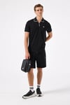 % 100 Pamuk Şerit Detaylı Yarım Fermuarlı Erkek Polo Yaka T Shirt 6SM5006-BK SİYAH