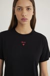 % 100 Pamuk Slim Fit Bisiklet Yaka Logolu Kadın T Shirt 1601185-900 SİYAH
