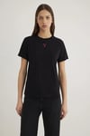 % 100 Pamuk Slim Fit Bisiklet Yaka Logolu Kadın T Shirt 1601185-900 SİYAH