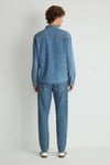 % 100 Pamuk Slim Fit Çift Cepli Erkek Kot Gömlek 0210909-87933 MAVİ