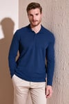% 100 Pamuk Slim Fit Polo Yaka Erkek Sweat 5905707 İNDİGO