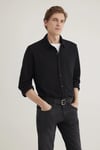 % 100 Pamuk Slim Fit Uzun Kollu Erkek Gömlek 0211583-900 SİYAH