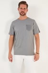 % 100 Pamuklu Slim Fit Bisiklet Yaka Cepli Erkek T Shirt 5902000 KOYU GRİ
