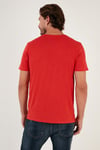 % 100 Pamuklu Slim Fit Bisiklet Yaka Cepli Erkek T Shirt 5902000 KIRMIZI