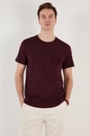 % 100 Pamuklu Slim Fit Bisiklet Yaka Cepli Erkek T Shirt 5902000 VİŞNE
