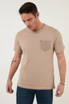 % 100 Pamuklu Slim Fit Bisiklet Yaka Cepli Erkek T Shirt 5902000 VİZON