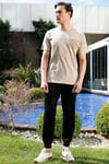 % 100 Pamuklu Slim Fit Bisiklet Yaka Cepli Erkek T Shirt 5902000 VİZON