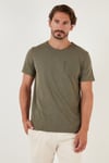 % 100 Pamuklu Slim Fit Bisiklet Yaka Cepli Erkek T Shirt 5902000 HAKİ