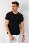 % 100 Pamuklu Slim Fit Bisiklet Yaka Cepli Erkek T Shirt 5902000 SİYAH