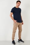 % 100 Pamuklu Slim Fit Bisiklet Yaka Cepli Erkek T Shirt 5902000 İNDİGO