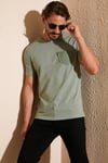 % 100 Pamuklu Slim Fit Bisiklet Yaka Cepli Erkek T Shirt 5902000 YEŞİL