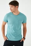 % 100 Pamuklu Slim Fit Bisiklet Yaka Cepli Erkek T Shirt 5902000 MAVİ