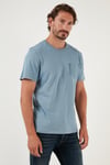 % 100 Pamuklu Slim Fit Bisiklet Yaka Cepli Erkek T Shirt 5902000 AÇIK MAVİ