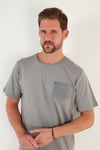 % 100 Pamuklu Slim Fit Bisiklet Yaka Cepli Erkek T Shirt 5902000 KOYU GRİ