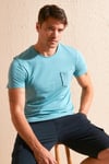 % 100 Pamuklu Slim Fit Bisiklet Yaka Cepli Erkek T Shirt 5902000 MAVİ