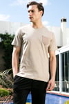 % 100 Pamuklu Slim Fit Bisiklet Yaka Cepli Erkek T Shirt 5902000 VİZON