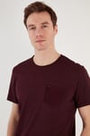% 100 Pamuklu Slim Fit Bisiklet Yaka Cepli Erkek T Shirt 5902000 VİŞNE