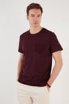 % 100 Pamuklu Slim Fit Bisiklet Yaka Cepli Erkek T Shirt 5902000 VİŞNE