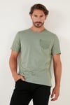 % 100 Pamuklu Slim Fit Bisiklet Yaka Cepli Erkek T Shirt 5902000 YEŞİL