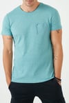 % 100 Pamuklu Slim Fit Bisiklet Yaka Cepli Erkek T Shirt 5902000 MAVİ