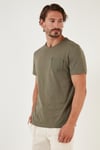 % 100 Pamuklu Slim Fit Bisiklet Yaka Cepli Erkek T Shirt 5902000 HAKİ