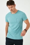 % 100 Pamuklu Slim Fit Bisiklet Yaka Cepli Erkek T Shirt 5902000 MAVİ