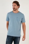 % 100 Pamuklu Slim Fit Bisiklet Yaka Cepli Erkek T Shirt 5902000 AÇIK MAVİ