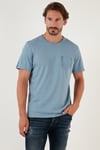 % 100 Pamuklu Slim Fit Bisiklet Yaka Cepli Erkek T Shirt 5902000 AÇIK MAVİ