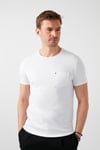 % 100 Pamuklu Slim Fit Bisiklet Yaka Cepli Erkek T Shirt 5902000 BEYAZ