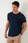 % 100 Pamuklu Slim Fit Bisiklet Yaka Cepli Erkek T Shirt 5902000 İNDİGO