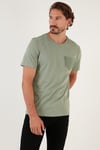 % 100 Pamuklu Slim Fit Bisiklet Yaka Cepli Erkek T Shirt 5902000 YEŞİL