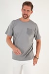 % 100 Pamuklu Slim Fit Bisiklet Yaka Cepli Erkek T Shirt 5902000 KOYU GRİ