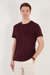 % 100 Pamuklu Slim Fit Bisiklet Yaka Cepli Erkek T Shirt 5902000 VİŞNE