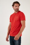% 100 Pamuklu Slim Fit Bisiklet Yaka Cepli Erkek T Shirt 5902000 KIRMIZI