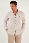% 100 Pamuklu Slim Fit Uzun Kollu Erkek Gömlek CF21S111498 TAŞ