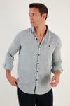 % 100 Pamuklu Slim Fit Uzun Kollu Erkek Gömlek CF21S111498 HAKİ