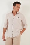 % 100 Pamuklu Slim Fit Uzun Kollu Erkek Gömlek CF21S111498 TAŞ