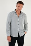% 100 Pamuklu Slim Fit Uzun Kollu Erkek Gömlek CF21S111498 HAKİ