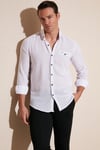 % 100 Pamuklu Slim Fit Uzun Kollu Erkek Gömlek CF21S111498 BEYAZ