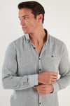 % 100 Pamuklu Slim Fit Uzun Kollu Erkek Gömlek CF21S111498 HAKİ