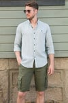 % 100 Pamuklu Slim Fit Uzun Kollu Erkek Gömlek CF21S111498 HAKİ