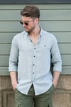 % 100 Pamuklu Slim Fit Uzun Kollu Erkek Gömlek CF21S111498 HAKİ