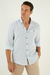 % 100 Pamuklu Slim Fit Uzun Kollu Erkek Gömlek CF21S111498 MAVİ