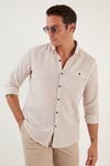 % 100 Pamuklu Slim Fit Uzun Kollu Erkek Gömlek CF21S111498 TAŞ