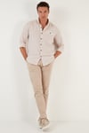 % 100 Pamuklu Slim Fit Uzun Kollu Erkek Gömlek CF21S111498 TAŞ