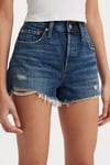 % 100 Pamuklu Yüksel Bel 501 Kadın Short 56327-0333 KOYU MAVİ