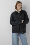 %100 Pamuk Oversize Fit Klasik Yaka Kadın Mont 1110907-900 SİYAH