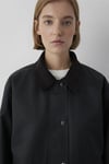 %100 Pamuk Oversize Fit Klasik Yaka Kadın Mont 1110907-900 SİYAH